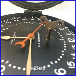 Chelsea Clock U. S. Air Force Black 10 1/2 1966 Vietnam Era 24 Hr Dial