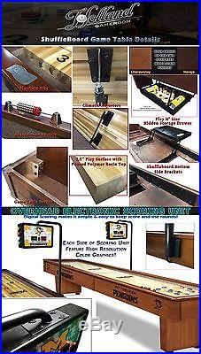 Choose United States Military Branch 12' Engraved Wood Shuffleboard Table with Ele