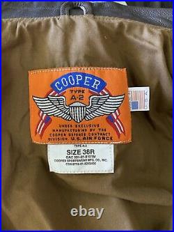 Cooper A-2 Brown Flight USAF Bomber Leather Goatskin Jacket 38 Med Brand New