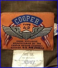Cooper A-2 Brown Flight USAF Bomber Leather Goatskin Jacket 50L XXL Nice