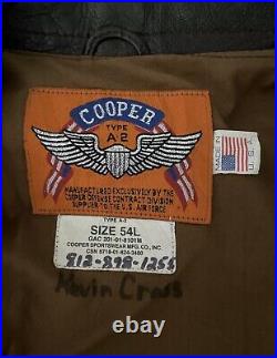 Cooper A-2 Brown Flight USAF Bomber Leather Goatskin Jacket 54L XXXL Long Nice