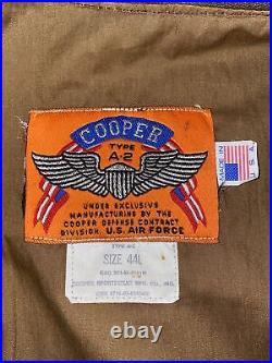 Cooper A-2 Brown Flight USAF Bomber Leather Goatskin Jacket? Sz 44L Lrg Nice