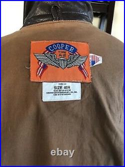 Cooper A-2 Brown Flight US Air Force Bomber Leather Goatskin Jacket 40 Med
