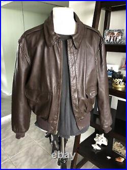 Cooper A-2 Brown Flight US Air Force Bomber Leather Goatskin Jacket Sz 46L XL