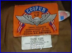 Cooper Type A-2 USAF 42R Goatskin Leather Bomber Jacket
