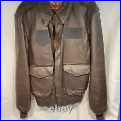 Cooper Type A-2 US Air Force Brown Goatskin Leather Jacket Size 40L Made in USA