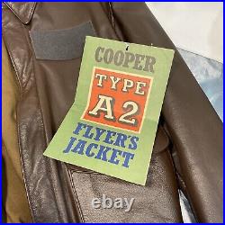 Cooper Type A-2 US Air Force Brown Goatskin Leather Jacket Size 40L Made in USA