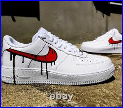 Custom Air Force 1 Bloody RED with BLACK DRIP (read desription)