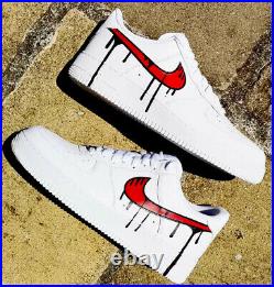 Custom Air Force 1 Bloody RED with BLACK DRIP (read desription)