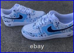 Custom Air Force 1 Blue White Waves LowithNEW Air Force Custom Sneaker NEW IN BOX