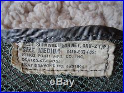 Early 1967 Military USAF SRU-21/P Snap Pocket Pilots Survival Vest WithContents