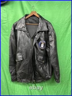Embroidered Heavy Duty Leather Jacket Coat with United States Air Force