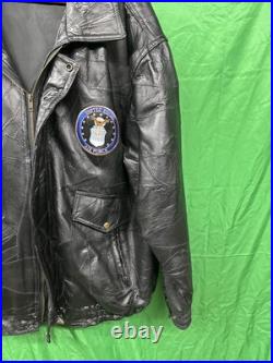 Embroidered Heavy Duty Leather Jacket Coat with United States Air Force