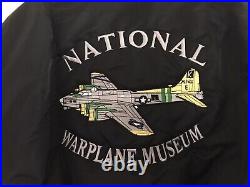 Flight Bomber Jacket Airplane US Made USAF National Warplane Museum Large
