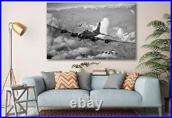 Flying Fortress World War US Air Force Airplane, Aircraft, Sky Poster Wall Canvas