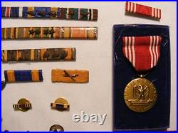GROUP Military Air Force Medals, Pins, Flying Cross, Etc. Inc Sterling Silver