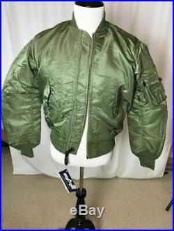 G. I. USAF MA-1 Green Flyers Jacket By Alpha Industries, Made In USA