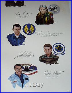 Gathering of Eagles Autographed Lithograph Astronaut WW2 Pilots German USAF