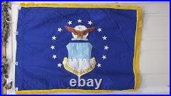 Genuine Military Issue USAF US Air Force Flag Embroidered Gold Fringe 3'x4 NOS