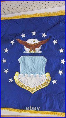 Genuine Military Issue USAF US Air Force Flag Embroidered Gold Fringe 3'x4 NOS