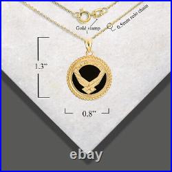 Gold Black Onyx United States Air Force Seal Pendant Necklace