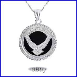 Gold Black Onyx United States Air Force Seal Pendant Necklace