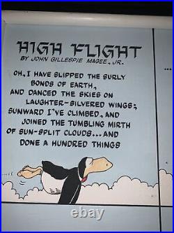 HIGH FLIGHT Poem, John Gillespie Magee, Jr. Air Corps USAF Cartoon On Canvas