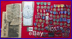 HUGE LOT WWII & LATER MEDALS WINGS RIBBON BARS INSIGNIA 8th AIR FORCE 44BG PILOT
