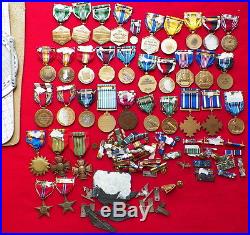 HUGE LOT WWII & LATER MEDALS WINGS RIBBON BARS INSIGNIA 8th AIR FORCE 44BG PILOT