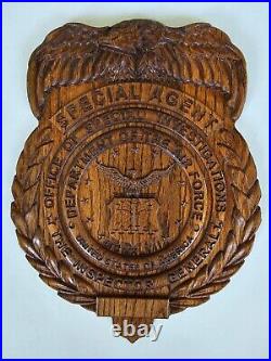 Handmade Wood USAF OSI Special Agent Badge (Red Oak Stain)