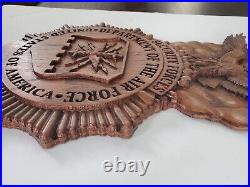 Handmade Wood USAF Security Forces Badge (Red Oak Stain)