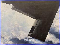 Historic B-2 Stealth Bomber Airplane Oil Painting, Signed HINDS & COUCH 1989