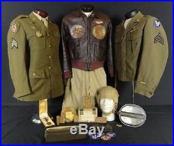 IDENTIFIED WWII 15TH AIR FORCE B-24 GUNNER'S PAINTED A-2 FLIGHT JACKET GROUPING