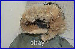 Jacket military mans nylon twill sage green 1511 N3B USAF flyers 1964 real fur