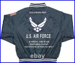 Kadena Air Base Okinawa-japan18th Sps Usaf Embroidered Satin Jacket(back Only)