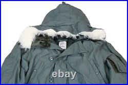 Large US Air Force Extreme Cold Weather Type N-3B N3B Parka Jacket Hood Fur USAF