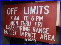 Large Vintage USAF Firing Range Bullet Sign Air Force HEAVY METAL OFF LIMITS
