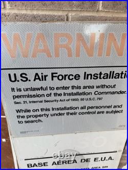 Laughlin Air Force Base Warning Metal Sign Vintage Heavy Metal Obsolete Sign