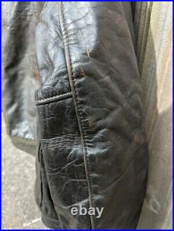 Leather Flight Jacket Bomber Faux Fur Collar Schott 70's USA sz44 Dark Brown Vtg