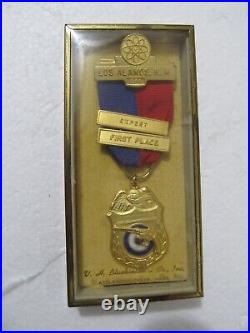 Los Alamos 1956 Shooting Medal Badge Pin / Ribbon EXPERT FIRST PLACE, BLACKINTON