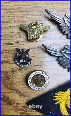 Lot of 7 US Naval Air Force USNR Silver / Brass Aircrew Wings Ruptured Duck