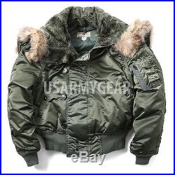 Made in USA Cold Weather N-2B Parka Pilot Military Bomber Air Force Jacket Coat