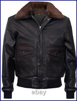Men's Air Force A2 USAF Brown Pilot Aviator Real Leather Flight Bomber Jacket