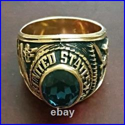 Men's Military Signet Ring Engraved United States Air Force, Blue Oval Stone