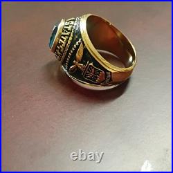 Men's Military Signet Ring Engraved United States Air Force, Blue Oval Stone