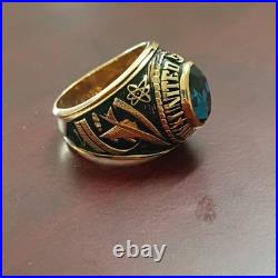 Men's Military Signet Ring Engraved United States Air Force, Blue Oval Stone