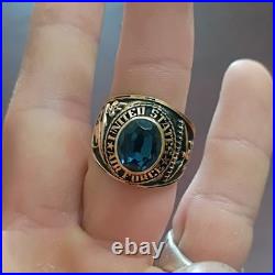 Men's Military Signet Ring Engraved United States Air Force, Blue Oval Stone