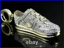 Mens 10K Solid Yellow Gold Finish Diamond Air force One Shoe Pendant 3.00 ct