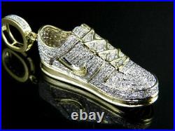 Mens 10K Solid Yellow Gold Finish Diamond Air force One Shoe Pendant 3.00 ct