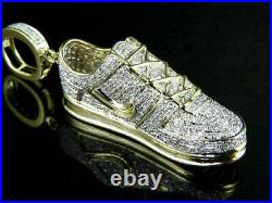 Mens 14K Yellow Gold Fn Lab Created Diamond Air force One Shoe Pendant 3.00 Ct